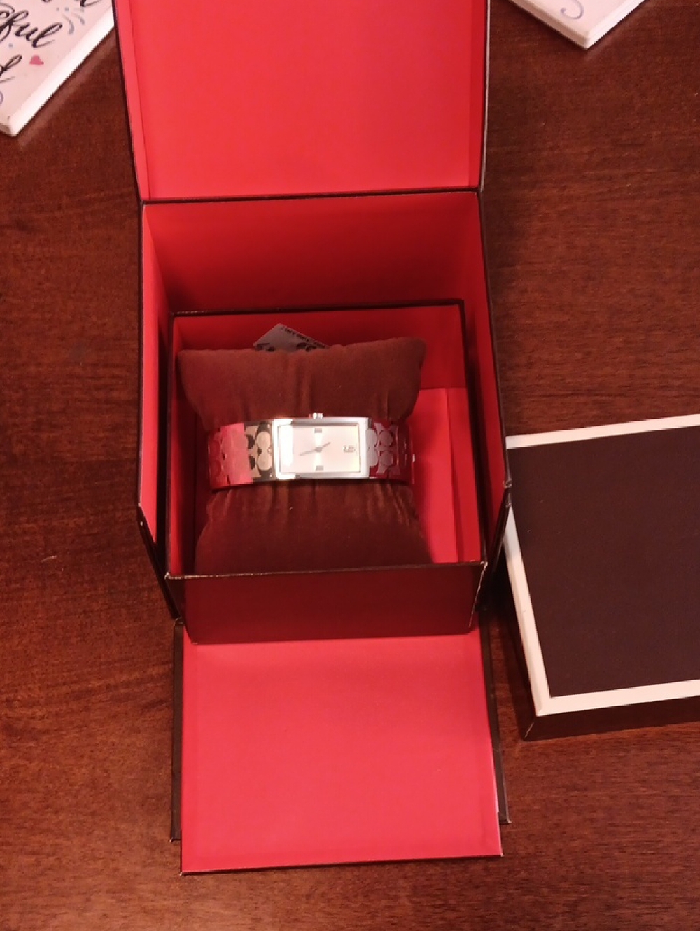Coach Silver Dial Watch with Pink/Brown Signature Bracelet